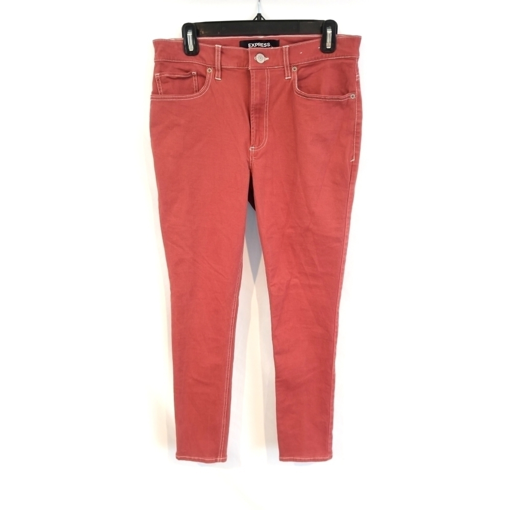 Express Size 10 Ankle Legging Pants High Rise Terracotta Color